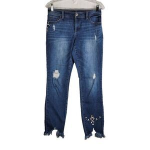 inc Denim Women's Skinny Ankle Jeans Size 4 Crystal Bling Embellished 28X25